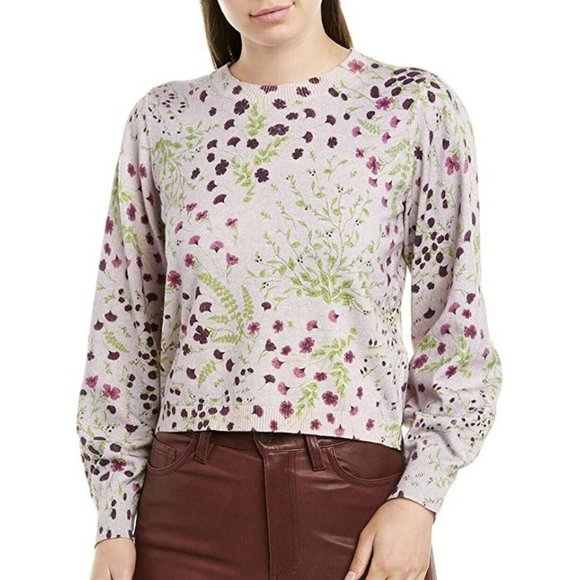 Joie Verna Floral Crew Neck Sweater Lilac Pink NWT - Picture 3 of 10